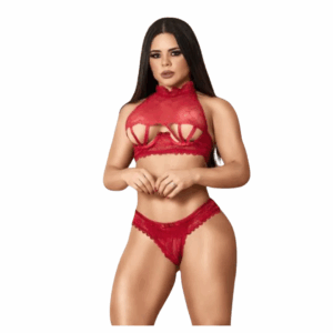 Conjunto sem Bojo com Tule e Detalhe Seios Yaffa