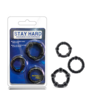 Kit com 3 Anéis Penianos e Nódulos Massageadores Stay Hard