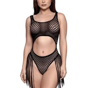 Body Arrastão Sensual Com Franjas Yaffa