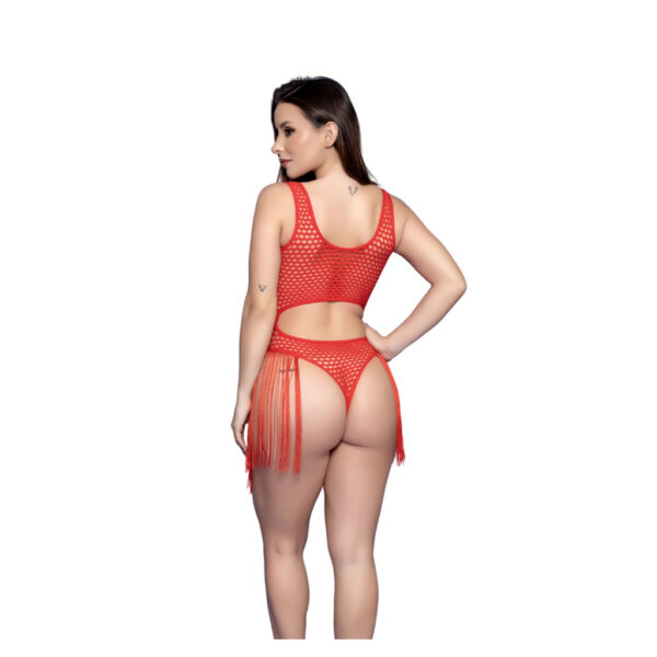 Body Arrastão Sensual Com Franjas Yaffa - Imagem 3
