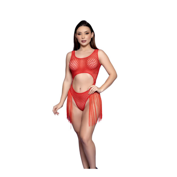 Body Arrastão Sensual Com Franjas Yaffa - Imagem 2
