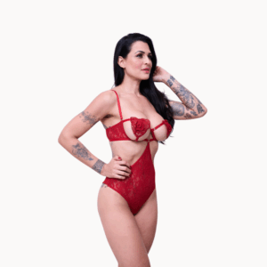 Body com Coração Renda La Rosé Libido Lingerie