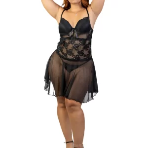 Camisola Detalhes Renda Eloise Tule Libido Lingerie