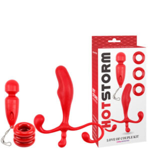 Kit Massageador de Próstata e 3 Anéis Penianos Chisa Hotstorm Love