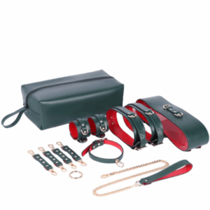 Kit Bondage com 7 Peças e Estojo Portátil Couro Sintético