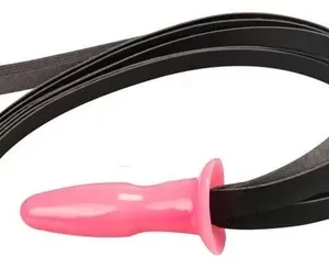 Plug Anal Rosa Em Silicone com Chicote Preto