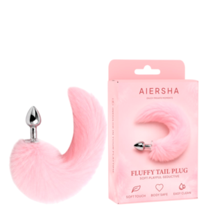 Plug Anal com Cauda Rosa Aiersha Fluffy Tail