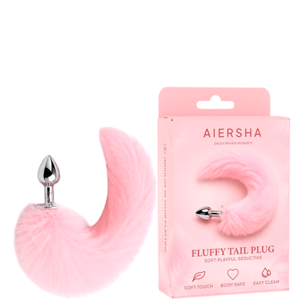 Plug Anal com Cauda Rosa Aiersha Fluffy Tail